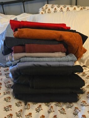 Bundle Of 12! Black Dress Pants, Cords, Chinos, Jeans!